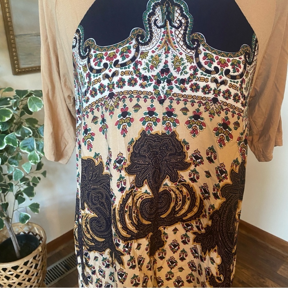 Umgee • Tan & Black Boho Long Tunic Top • Size S • EUC - Picture 2 of 7